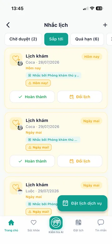 Theo dõi và quản lý lịch hẹn
